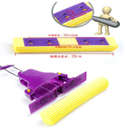 吸水海綿拖把旋轉(zhuǎn)干濕兩用對(duì)折式家用膠棉拖把頭地拖免手洗六B33空