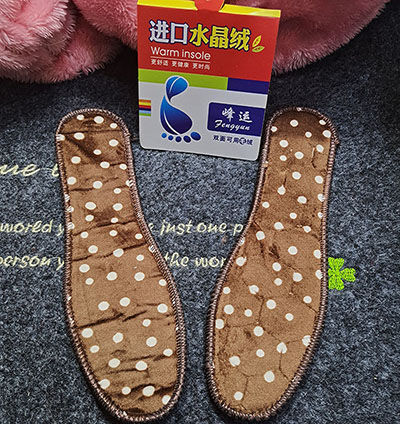 （1500雙/件）加厚進口水晶絨雙面冬季鞋墊白點款（36-45號混搭）A30-2-5