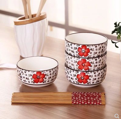 （二級）4.5釉下彩繪日式陶瓷泡面碗青花碗粥碗飯碗（運輸破損自理無售后）