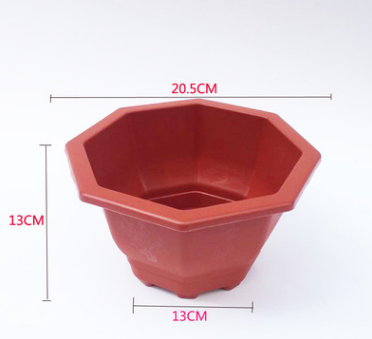 新款八角紅色塑料花盆 多肉方花盆 育苗盆 盆栽花盆-300/件A4里空