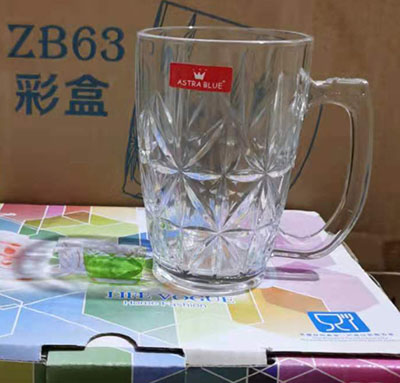 Zb63大號帶把日式復古極簡波點玻璃泡茶喝茶杯牛奶杯-六B10-4-1