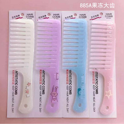 885A果凍大號韓版大齒梳子摩防扯發(fā)美發(fā)寬齒梳子20/包400/箱52號六c1-1-3