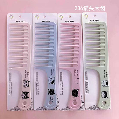 236貓頭大齒大號(hào)韓版大齒梳子摩防扯發(fā)美發(fā)寬齒梳子20/包400/箱47號(hào)六c1-1-3