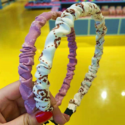 頭飾新款純色緞面褶皺發(fā)箍甜美韓版可愛發(fā)帶發(fā)飾緞面發(fā)箍六C4-2-6