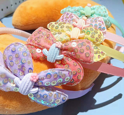 兒童韓版甜美網(wǎng)紗蝴蝶結(jié)飾帶齒頭箍女童可愛公主發(fā)箍六C4-2-6