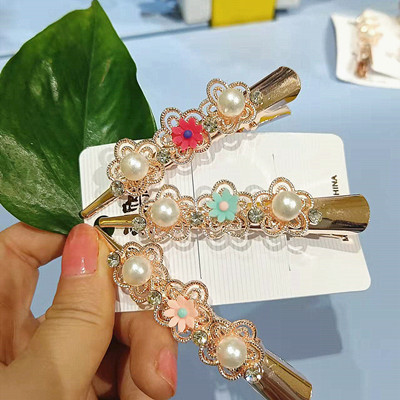 原件2.65元仿珍珠發(fā)夾 甜美超仙氣一字夾簡約氣質(zhì)復(fù)古珍珠鴨嘴夾香蕉夾C3-3-2