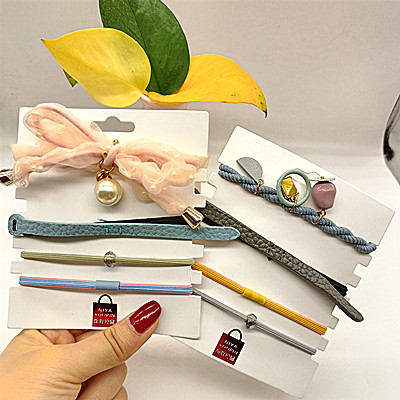 一卡4根裝 簡(jiǎn)約森系超仙溫柔甜美發(fā)飾女  皮筋皮套頭飾六C4-2-4