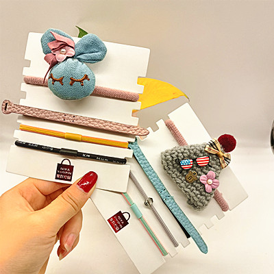 一卡4根裝 簡約森系超仙溫柔甜美發(fā)飾女 皮筋皮套頭飾六C4-2-4