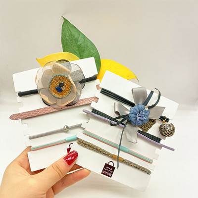 一卡4根裝 簡約森系超仙溫柔甜美發(fā)飾女 皮筋皮套頭飾六C4-2-4