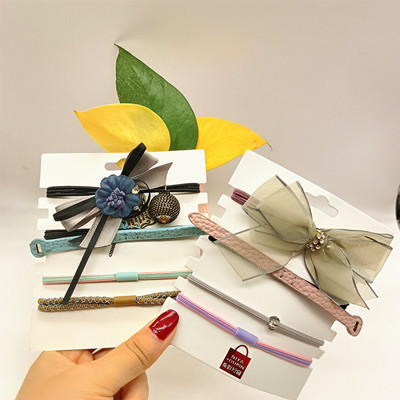 一卡4根裝 簡約森系超仙溫柔甜美發(fā)飾女 皮筋皮套頭飾六C4-2-4