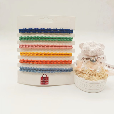 6根裝 高級感韓版頭繩橡皮筋打結(jié)發(fā)圈簡約耐用馬尾頭飾C4-1-4