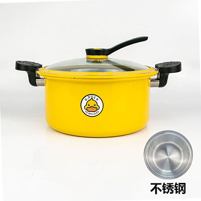 G.DUCK雙耳麥飯石5.5L微壓力鍋家用黃鴨大容量電磁爐燃?xì)舛磐ㄓ梦哄丅36-2-2