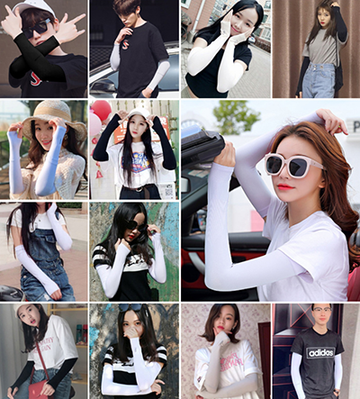 （直筒款、白色）冰絲防曬袖套 夏季男女士冰袖手套A28-1-1地