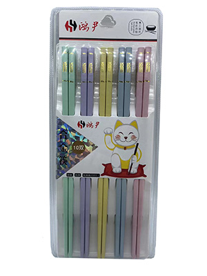 （80/件）A883黑色福字耐磨防滑耐高溫合金筷10雙裝B29-4-2