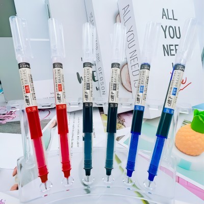 （864卡/件）HP-BO12吸卡兩支走珠筆 直液式中性筆水筆簽字筆 全針管考試筆（藍）六B24-2-4