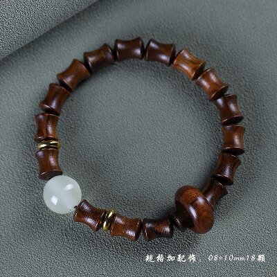 013節(jié)節(jié)高手串天然綠檀木上岸桃花南瓜手鏈天然玉石佛珠念