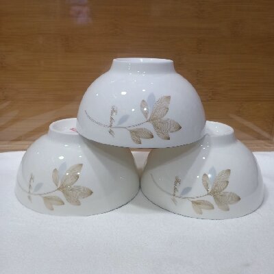 100個/件（一等）5寸家用陶瓷碗釉下彩耐高溫飯碗可蒸可微波碗—金線條A2-4-1