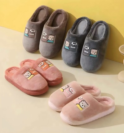 C-737男女士秋冬季居家室內(nèi)家用厚底防滑毛毛絨保暖棉拖鞋 90/件六B38-1-2-上